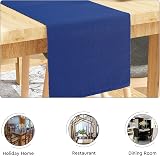Encasa XO 32x200 cm Table Runner Fine Rib Cotton Solid Blue Machine Washable view 4
