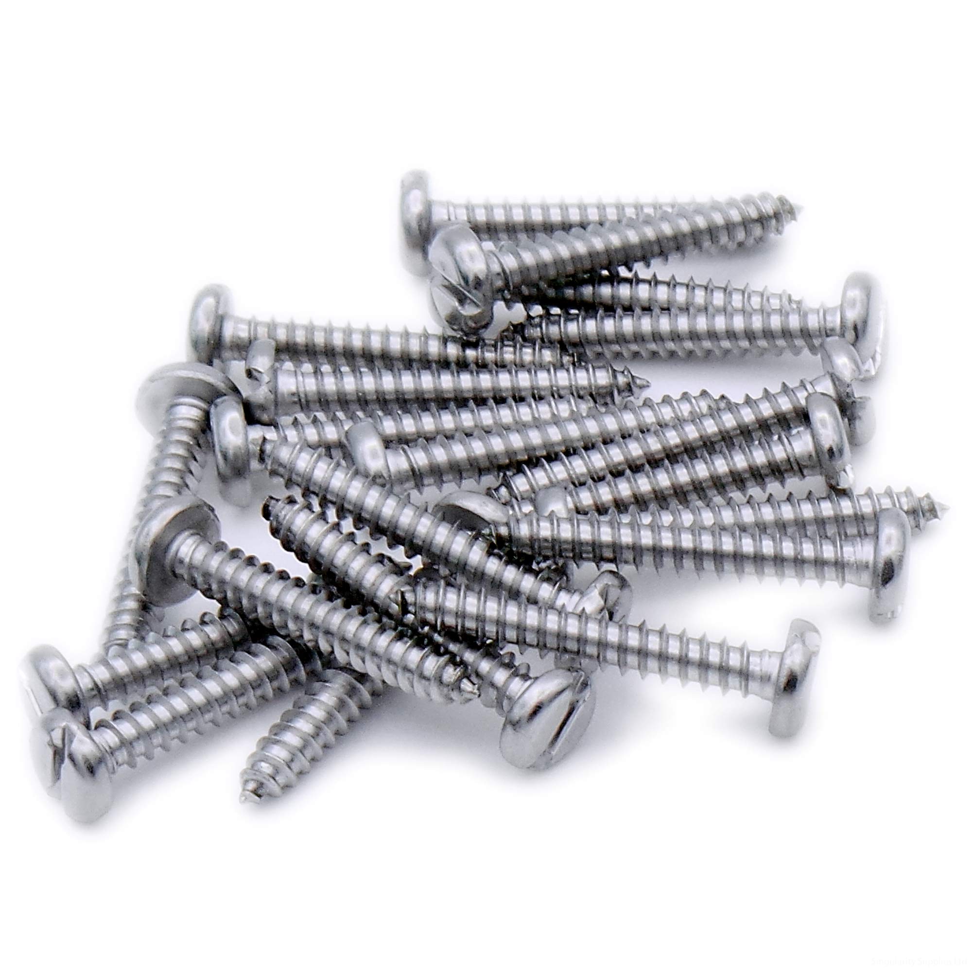 No.7 x 0.625 (3.9mm x 16mm) Slot Pan Self-Tapping Screw - Stainless Steel (A2) (Pack of 20)