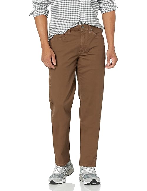 Amazon Essentials Men's Straight Fit 5-Pocket Stretch Twill Pants, Brown, 30W x 34L
