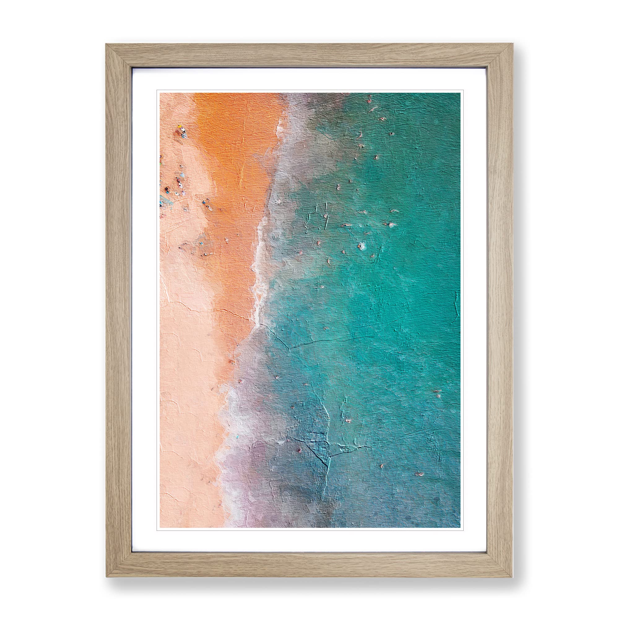 A Beach In Brazil Modern Framed Wall Art Print, Ready to Hang Picture for Living Room Bedroom Home Office Décor, Oak A4 (34 x 25 cm)