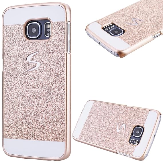 GrandEver Hart Handyhülle für Samsung Galaxy S6 Edge Tasche Ultra Dünnen Diamant Glitzer Hülle Leuchtenden Glänzend Bling Har