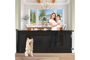 KISKIZ Baby Gate Extra Wide 65" Space Saving Retractable Mesh Gates for Kids or Pets Movable Retractable Baby Gates Indoor Outdoor Retractable Gate Dog Gates for Doorways, Stairs, Black