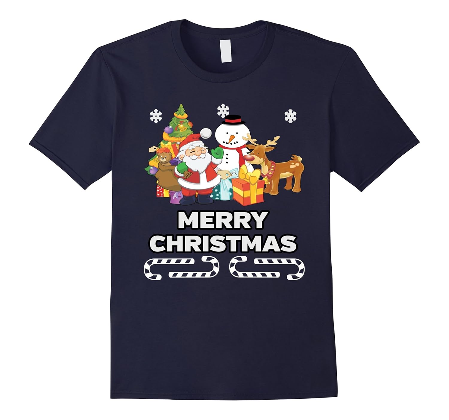 Santa Claus T-shirt Reindeer Snowman Merry Christmas-Rose