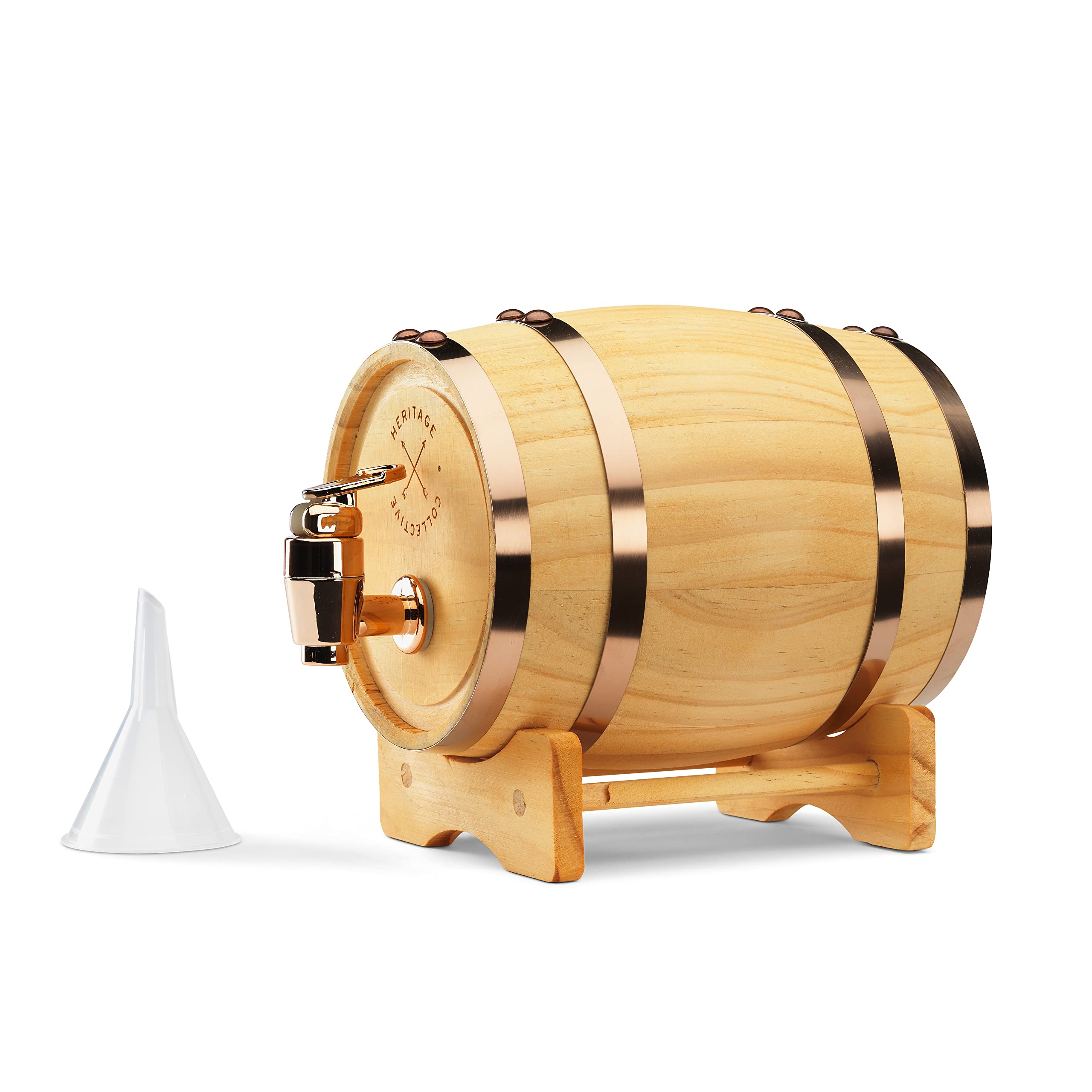 InGenious Mini Wooden Whiskey Barrel Decanter | Miniature Spirit Keg with Stand