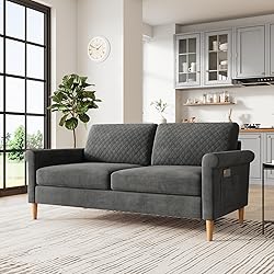 Vesgantti 65" Gray Loveseat, Comfy Mid-Century