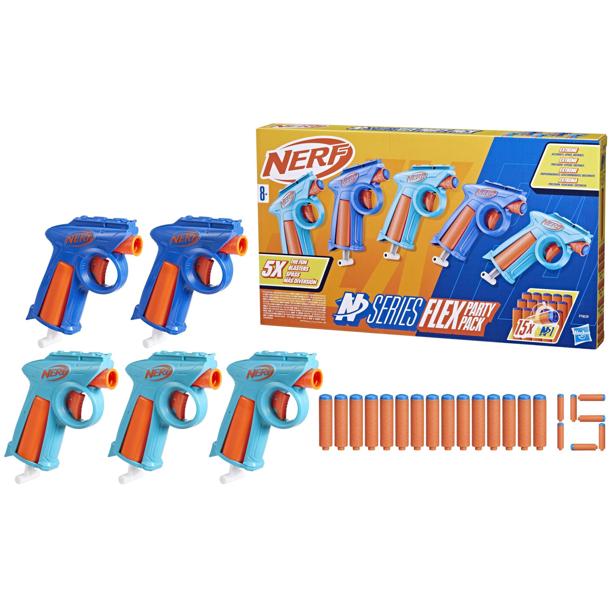 Nerf N Series Party Pack, 5 Blasters, 15 Nerf N1 Darts