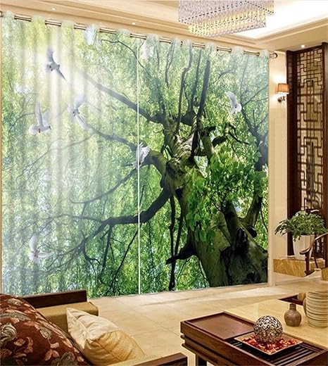 Haottp 3d Vorhange Verdunkelungsbett Auskleidungen Natur Landschaft Druck Baum Fenster Fur Wohnzimmer Das Schlafzimmer Transparente Dekoration H220xb240cm Amazon De Kuche Haushalt