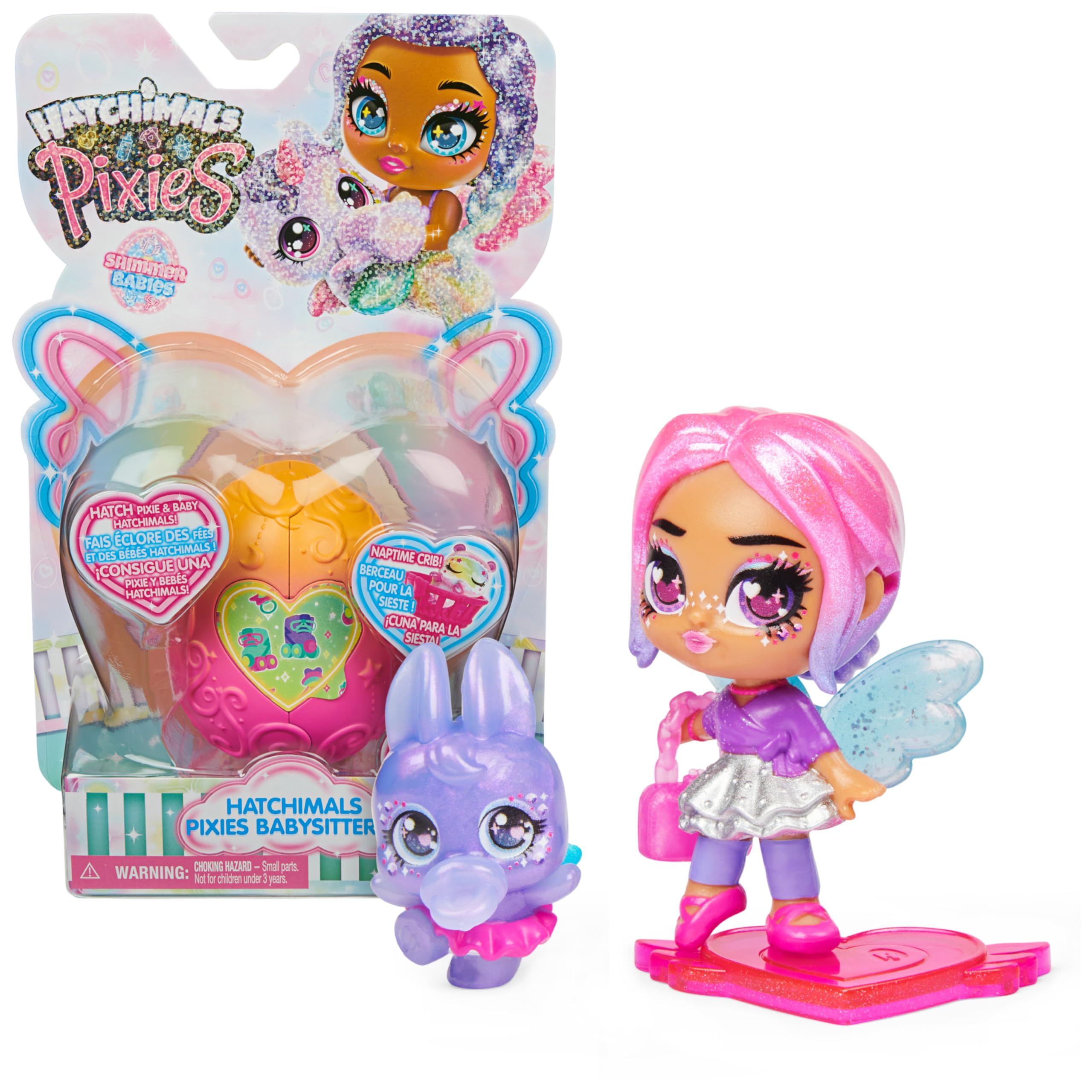 HATCHIMALS Pixies, Shimmer Babies Babysitter with Baby and Play Accessories (Styles May Vary)