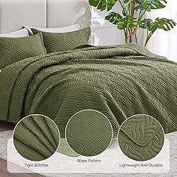 Love's cabin Twin Quilt Bedding Set Olive Green