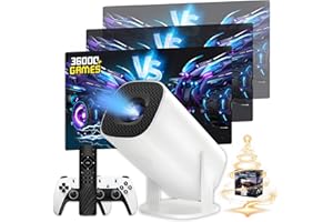 P30 Plus Mini Projector for Bedroom,36000+ Games 14 Emulators Game Projector with Controllers,Auto Keystone Portable Projecto