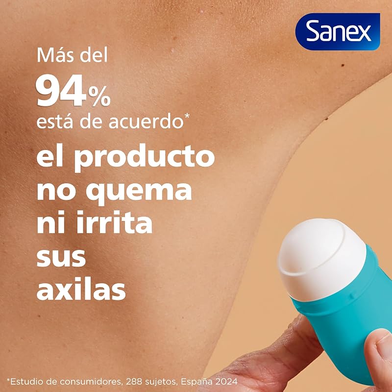Sanex Dermo+ Desodorizante Proteção Total Antitranspirante Roll-On 72 Horas {50ml} - proteção eficaz contra o suor e mau odor - dermatologicamente testado - contém 0% de álcool* - 5 em 1 ação