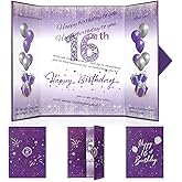 16th Birthday Guest Book Decorations,Purple Silver Happy 16th Birthday Card Signature Book Alternative for Girls Boys 16th Birthday Anniversary Party Supplies Favors Decor Gifts Greeting Card Creative