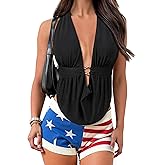 Womens Sexy Halter Backless Going Out Top Deep V Plunge Tie Back Sleeveless Club Party Concert Tank Tops