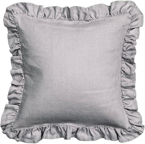 Amazon Co Jp フランス国スタイルアクセント装飾用クッションカバー100 リネンスロー枕カバークッション16 X 16 Pure Linen Ruffle Trim Frenchヴィンテージ 16 X 16 ホワイト ホーム キッチン