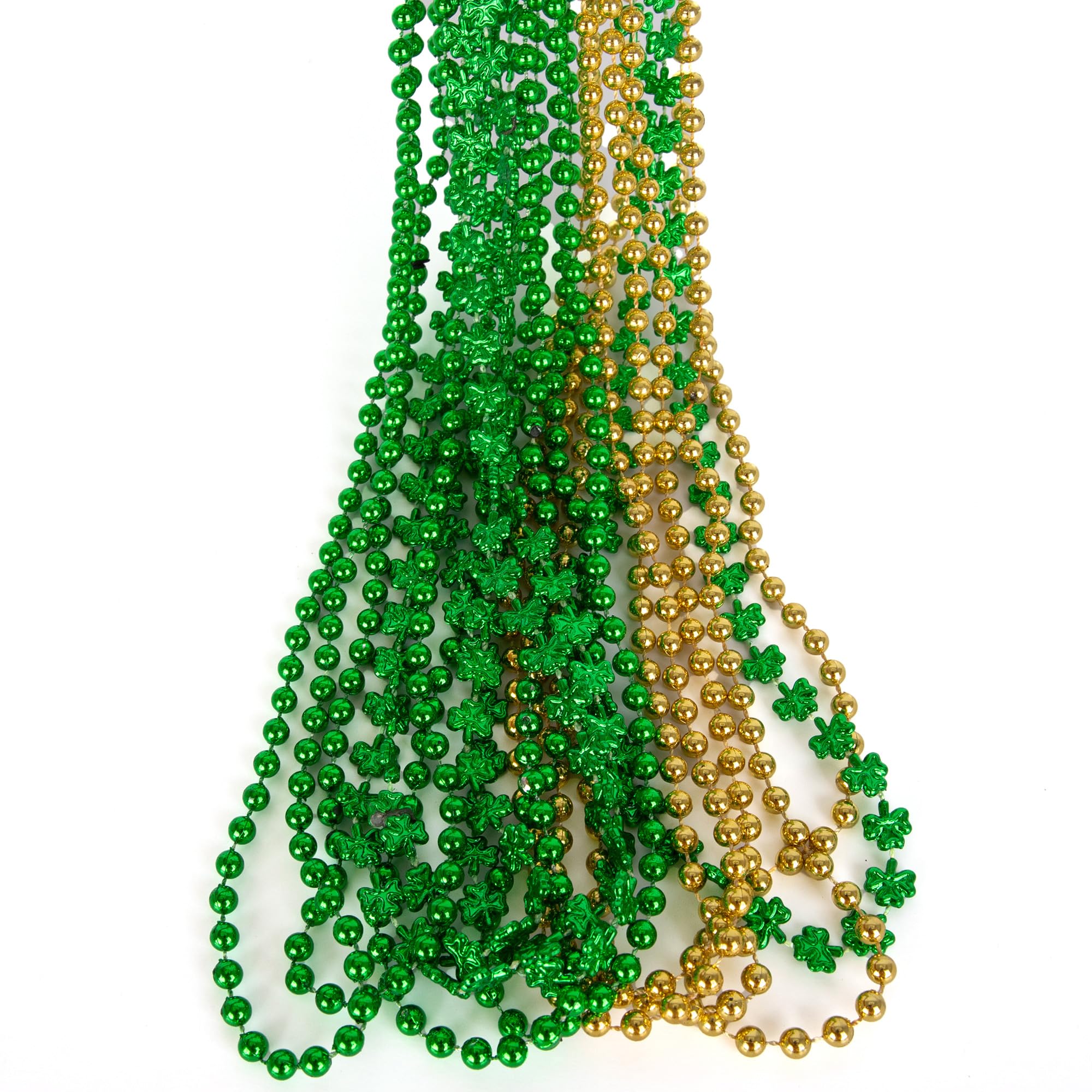 Photo 1 of ArtCreativity St Patrick’s Day Beads Necklaces - Set of 12 33' Necklaces - St Patricks Day Accessories - Shamrock Green Day Beaded Necklace for Mardi Gras Decor, Irish Throw Costume Party