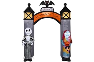 GEMMY Nightmare Before Christmas Airblown Inflatable NBC Welcome to Halloween Town Archway Disney, 8.5 ft Tall, Grey
