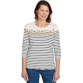 Alfred Dunner Sunflower Neckline Striped Top