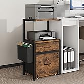 HIGDBFE 2-Drawer File Cabinet, Filing Cabinet with 2-Tier Printer Shelves, Office Cabinets with Side Bag&File Drawer for A4/L