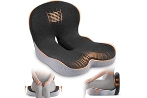 SSPATIOS Seat Cushion, Office Chair Seat Cushions for Office Chair with L-Shaped Ergonomic Design, Memory Foam Chair Cushion for Long Sitting Office Worker(Black Gray)