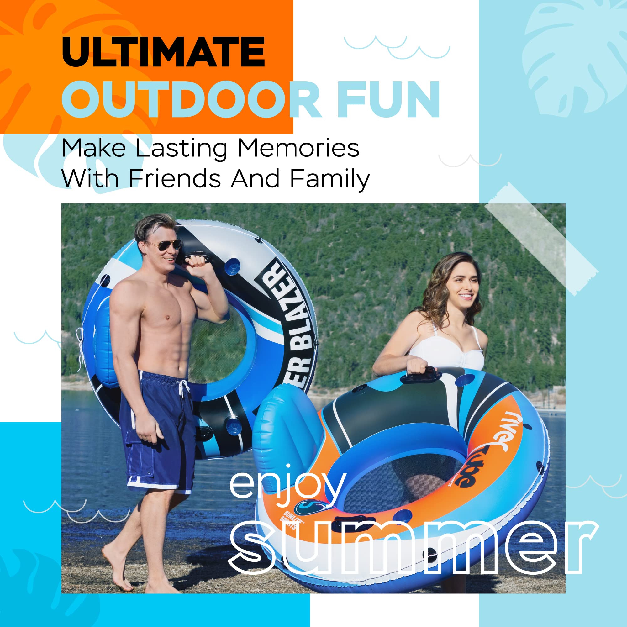 Recreactional Inflatable Rafts Mua 2025 New & Upgraded Sunlite Sports Heavy Duty River Tube Inflatable ...