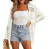 GRECERELLE Women Lightweight Summer Cardigan Sweater Breathable Open Front Cover Up for Beach Vacations