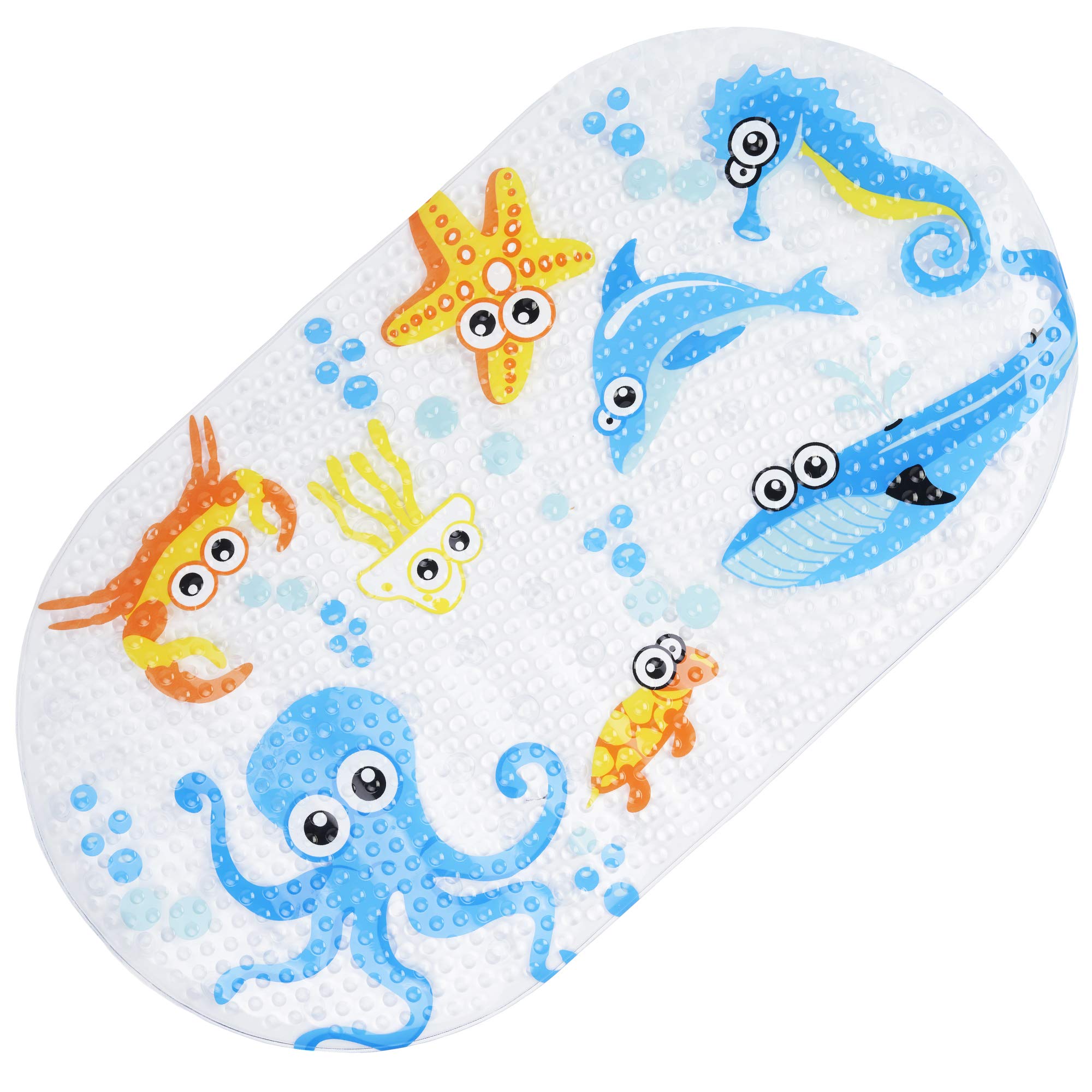 Chuckle Sea Animals Anti-Slip Baby Bath Mat - Large 69 x 39cm PVC Safety Mat with Strong Suction Cups