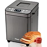 Rosewill 25-in-1 Automatic Bread Maker Machine with 3 Loaf Size up to 2 Lb, 700W High Power Dual Heater with BPA-free Nonstick Coating Pan, Max 15 Hours Delay Timer, Low Noise - Gray