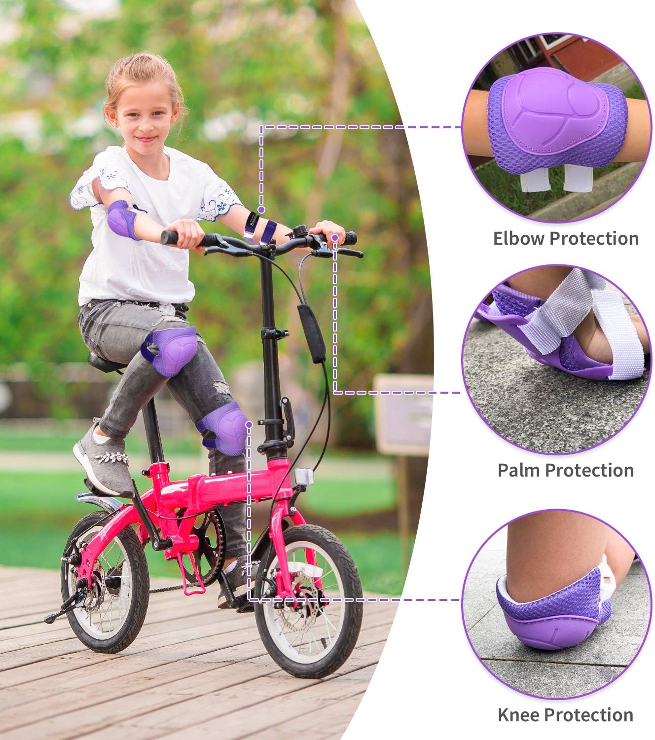 Kids/Youth Knee Pads Elbow Pads Wrist Guards 3 in 1 Protective Gear Set for Child Roller Skates Cycling, Inline Skating - Image 3