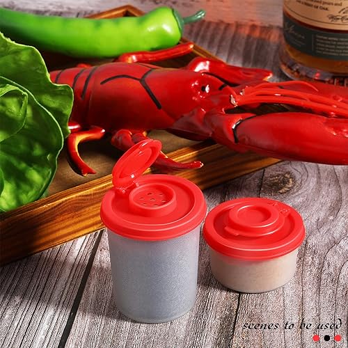 Pieces Salt and Pepper Shakers Spice Containers with Lids Clear Plastic  Spice Jars with Red Lids Plastic Sea