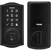 Weiser SmartCode Matte Black Keyless Entry Door Lock/Deadbolt Lock, 10-Button Touchpad Door Lock with Backlit Keypad, Up to 5