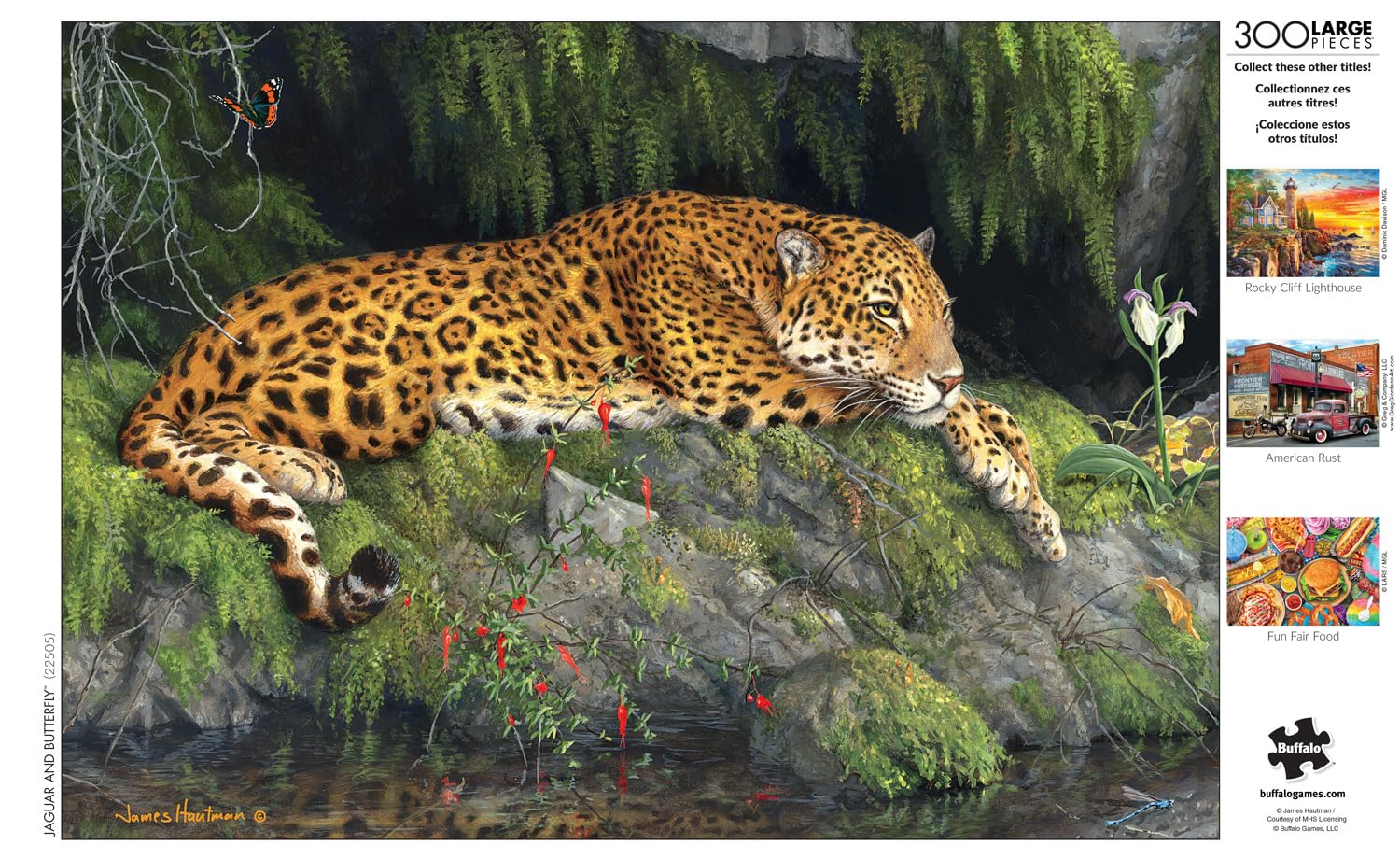 Buffalo Games - Hautman Brothers - Jaguar and Butterfly - 300 Piece Jigsaw Puzzle for Adults Ages 14 and Up Challenging Puzzle Perfect for Game Nights