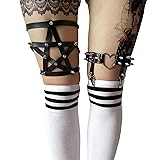 Women Girl Sexy Garters Punk Rock Rivet Pentagram