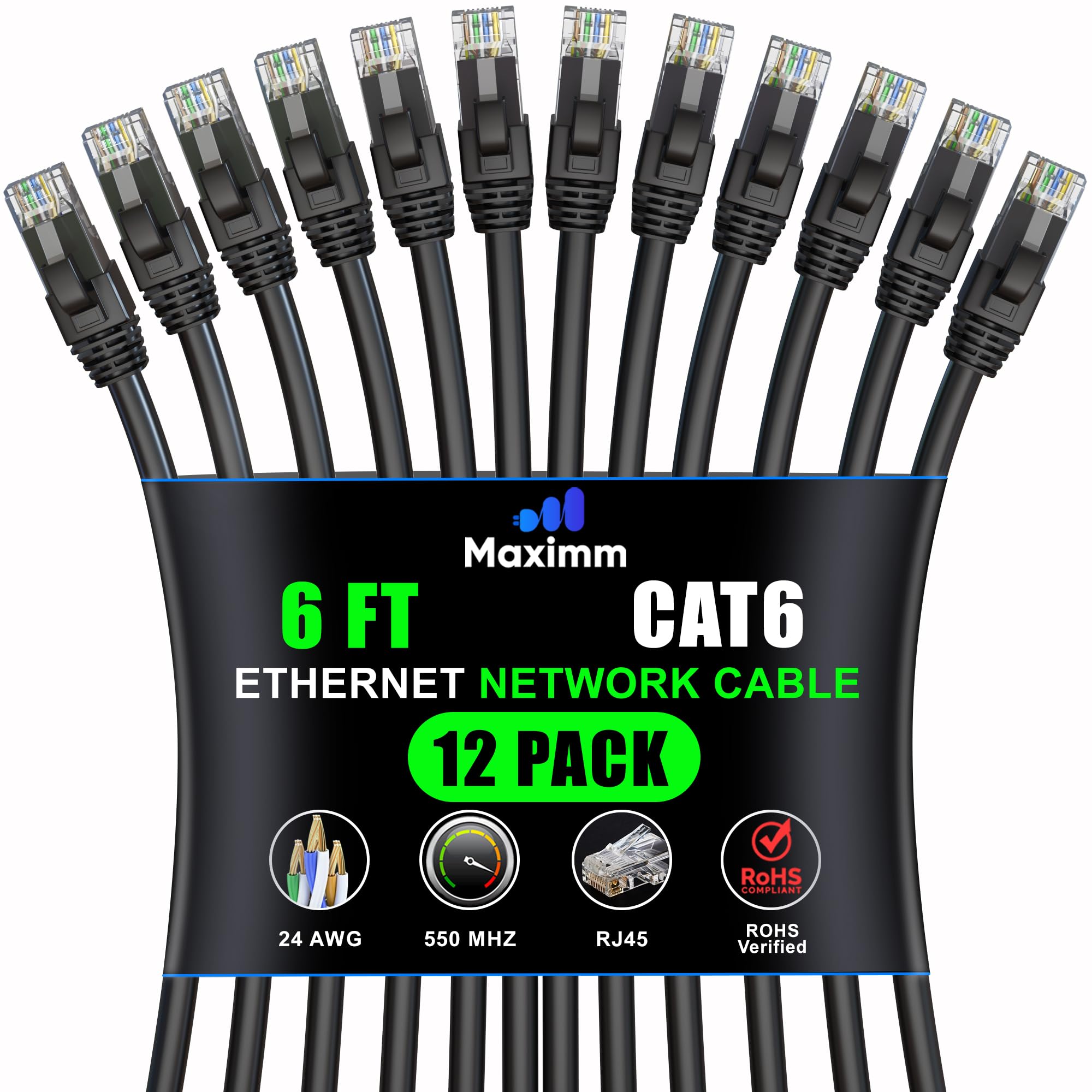 Maximm Cat 6 Ethernet Cable 6 ft