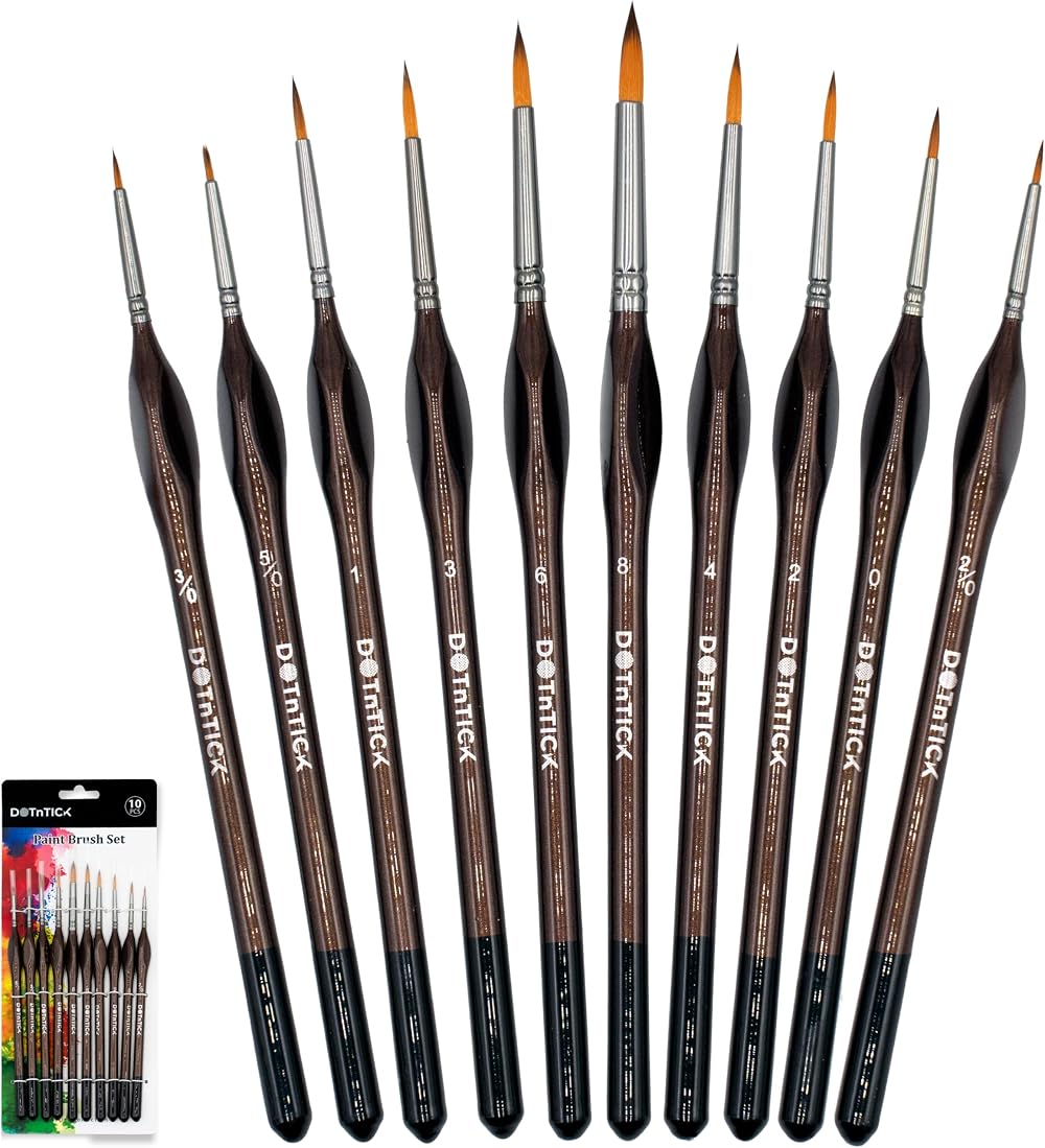 DOTnTICK 10-Piece Paint Brush Set with Triangular Handles – Acrylic, Oil,
