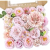 Rose Artificial Flowers Combo Fake Flowers Rose Silk Flowers with Stems for DIY Wedding Bouquets Centerpieces Arrangements Table Decor Valentine's Day Bridal Baby Shower Party Home Decor(Nude Pink)