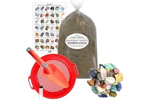 Sluiceboy Prospecting - 8lb Gemstone Mining Kit | Rough Stone Paydirt | Gem Dig | Sieve | Shovel | Vial | Gem ID Chart