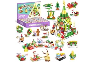 DEHOZO Advent Calendar 2025 Kids Building Blocks, 24 Days Countdown Blind Box,12 IN 1 Christmas Tree & Street Building Blocks Set, Building Blocks Toys,Surprise Gifts for Boys and Girls