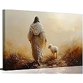 Jesus Leaves the 99 Sheep Canvas Wall Art Christian Jesus The Good Shepherd Print Wall Decor Picture Lost Sheep Poster Artwork Painting for Living Room Bedroom Church Prayer Room Home Decoration