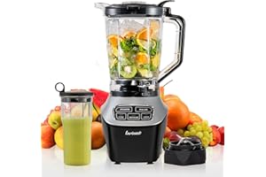 Larinest Professional 1200W Blender for Kitchen, Countertop Blender Combo with 64oz Capacity and 27oz To-Go Cup, Multi-Use Blender for Smoothie, Puree, Crush Ice, Nut Butters, BD02, Black