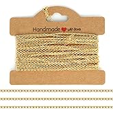 Gold Chain for Jewelry Making - 16.4 Feet 18K Permanent Jewelry Chain with Gold Filled for Bracelet Making Supplies, Includes Card Paper
