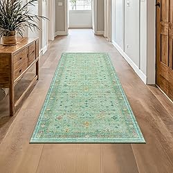 Sage Green Hallway Runner Rugs - Washable 2x6
