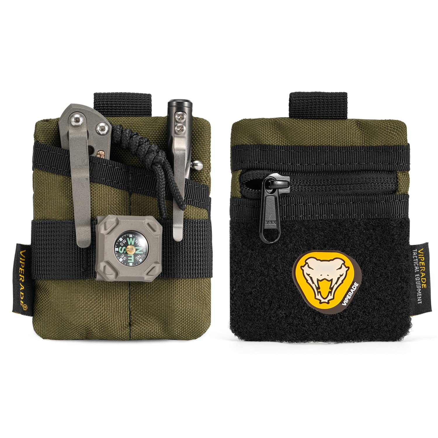 VIPERADE VE13 Mini Organizer with Nylon Pouch & DIY Patch Area for Men - Green