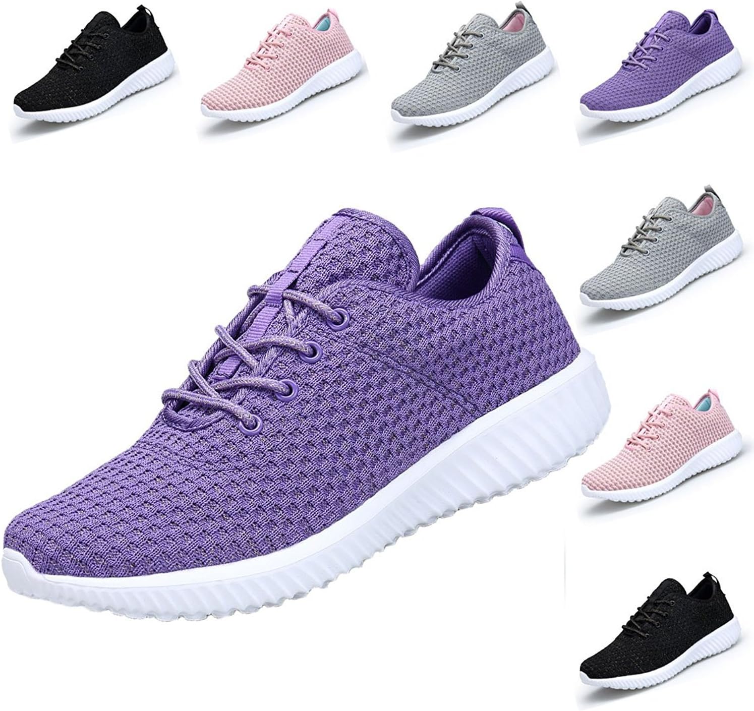 DOMOGO Women's Tennis Shoes Breathable Running Sneakers Lightweight Walking Work Shoes