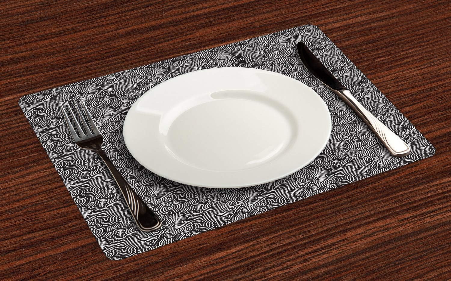 Ambesonne Black and White Place Mats Set of 4