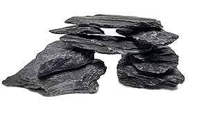 Natural Slate - Large 5 To 7 Inch Stones. PH Neutral. Perfect for Aquascaping and Igwami Aquariums, Reptile and Amphibian Enclosures, Stone Carving and Crafts (10 lbs)