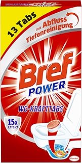 Bref Power WC Kraft Tabs, Abfluss Tiefenreinigung gegen Ablagerungen, schlechte Gerüche und Wasserstandsränder (13 Tabs)