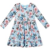 EASWEET Bamboo Viscose Girls' Dresses Long Sleeve Toddler and Little Kids Twirl Dress