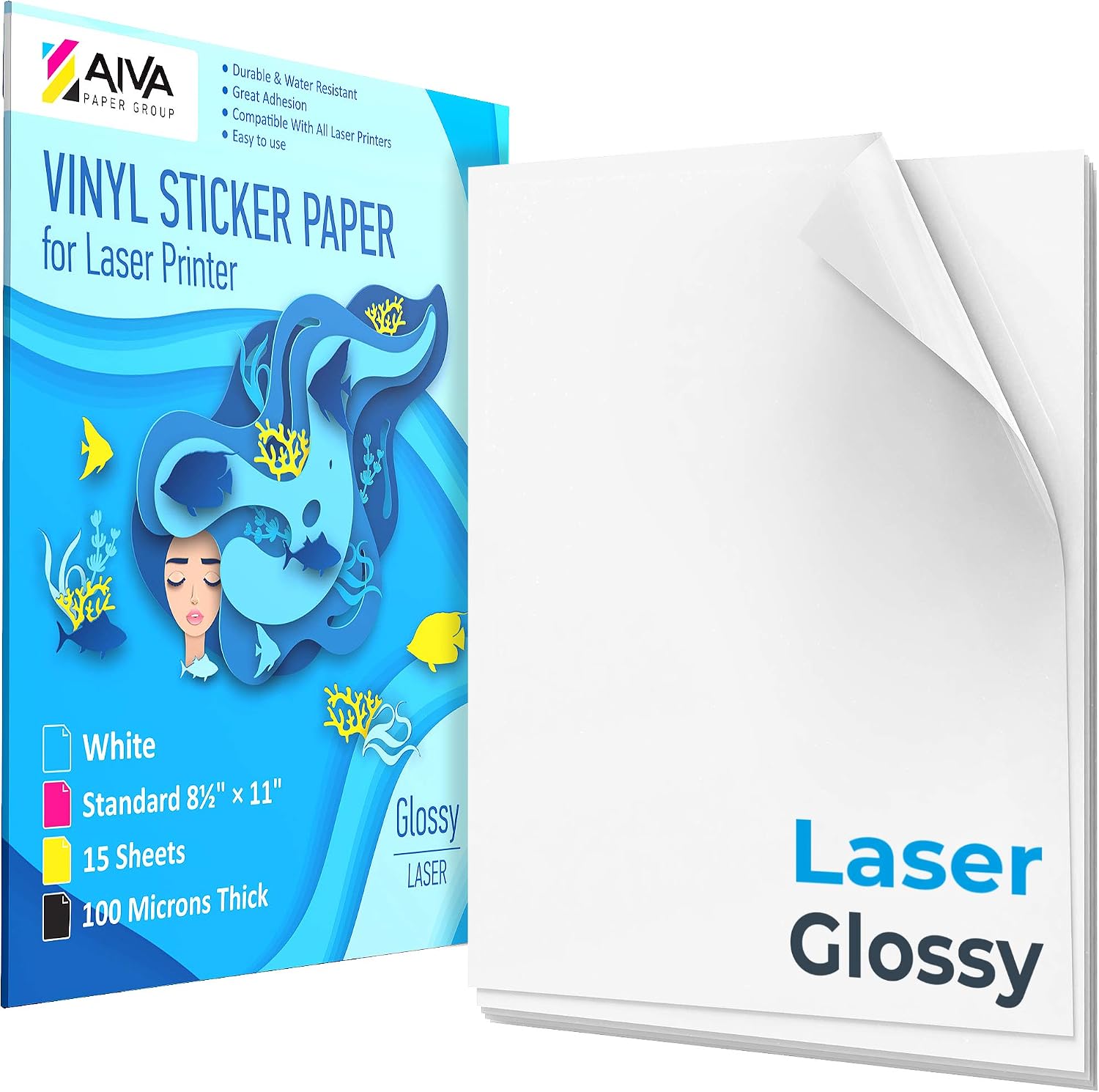 Office Products Printable Vinyl Sticker Paper Glossy White 50 Self