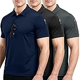 NY Threads 3 Pack Men's Polo Shirt Short Sleeves UPF 50+ Quick Dry Performance Tactical Pique Jersey Golf Shirt