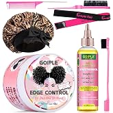 Edge Control Wax for Women Strong Hold - Edge Smoother Edge Wax Styling Gel Edge Control Wax for Black Hair - Rose &amp; Castor Hair Oil for Hair Growth Strengthening Hair Oil Briad Bonnet Brush Set
